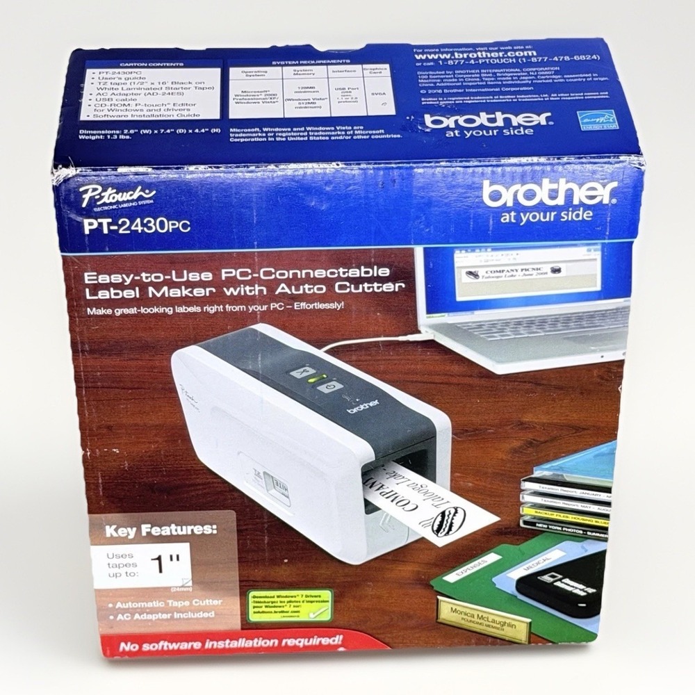 Brother P-Touch PT-2430PC Label Maker PC Connect Auto Cutter Tested
